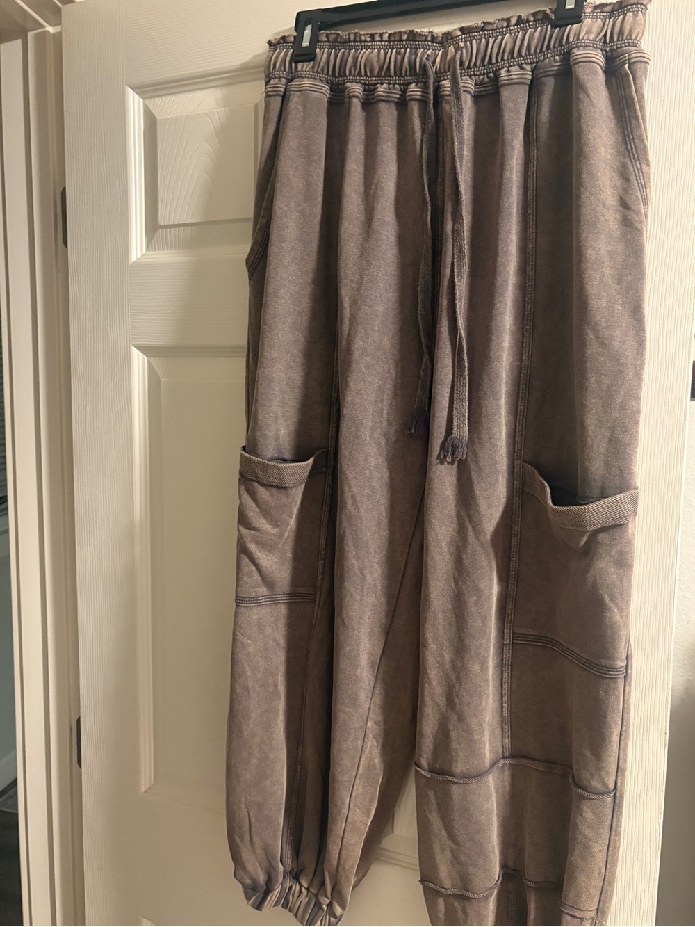 Three Bird Nest Taupe Brown Washed Jogger Track Pants